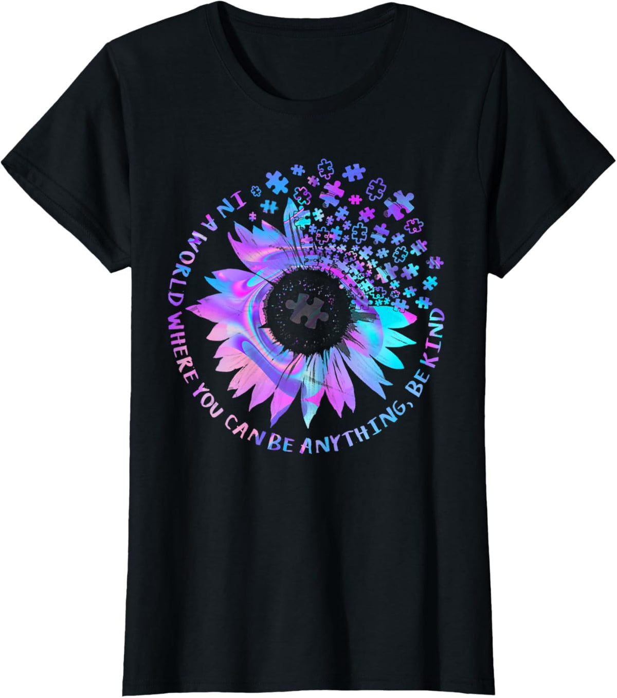 Be Kind Autism Awareness Kindness Sunflower Tie Dye Puzzle